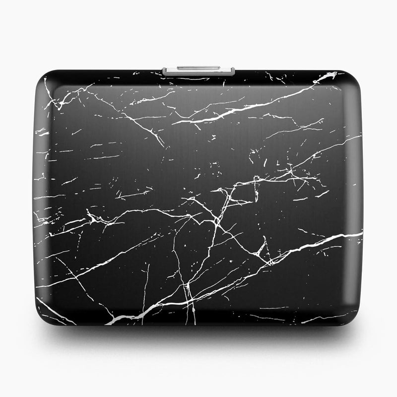 ÖGON -DESIGNS- محفظة ألومنيوم ÖGON -DESIGNS- بسعة كبيرة مع قفل معدني، حماية RFID ضد الاحتيال وإلغاء المغنطة، نموذج Smart Case OSLO Large (نقش رخام) - Image 3